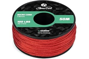 Abma Cord Micro Cuerda 1,18 mm Paracord 50M Bobina - MAX. 45kg (100lbs) - Rojo