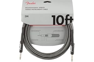 Fender Cable Serie Profesional, 10ft, 22 AWG, Blindaje en Espiral, Conectores Niquelados, Sonido Puro Sin Pérdidas, Tweed Gris
