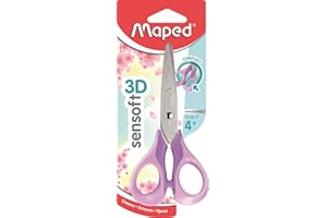 Maped 484291 - Tijeras para niños con anillos flexibles y ergonomía 3D - Tijeras escolares a partir de 4 años - para jardín de infantes y primarios - Color pastel morado
