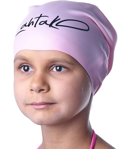 Bonnet De Bain Enfant Sirène En Silicone Rose - Étanche, Confortable - Pour Piscine, Natation, Cours De Nage