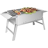 Sunjas Edelstahl Holzkohlegrill, Klappgrill Outdoor BBQ Grills, Portable Campinggrill - DREI Größen (55 x 26 x 32 cm)
