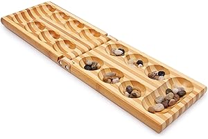 Small Foot Jeu de stratégie Kalaha, dans Une boîte en Bambou de qualité supérieure avec 48 pions naturels, à partir de 6 Ans, 2844, Bois