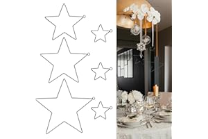 RUNEAY Wire Star Blanks Pack of 6, Metal Stars for Crafts, Metal Ring Star for Christmas Wreath, Wedding Wreath, Dream Catcher, Decorative Pendant, DIY Crafts, Diameter 30/25/20/10 cm, Black
