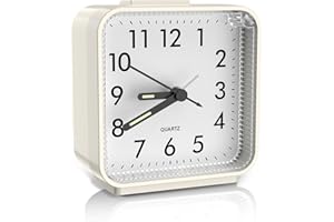 Brifit Silent Alarm Clocks Bedside, Battery Powered Non Ticking Table Clock with Luminous Pointer & Large Display, Snooze Night Light Function, Easy to Read for Heavy Sleepers, Bedroom, Office