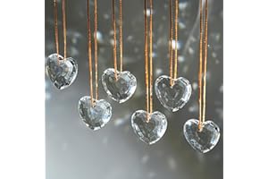 ‎KANPURA 6 Stück hängende Kristalle Herz Ornament Kristall Glas Prismen hängende Ornamente für Fenster Zuhause Auto (transparent)