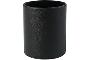 HEISHAYU PU Cuero Redondo Portalápices Uso para almacenar bolígrafos, Pinceles de maquillaje, Lápices de cejas, Plantas artificiales de escritorio,Negro