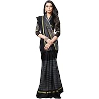 EthnicJunction women's Cotton Linen Saree With Blouse Piece