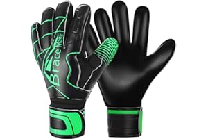 Brace Master Guantes de Portero con Fuerte Agarre y Protección para los Dedos, Guante de Portero de Palma 3 + 3MM para Hombres y Mujeres, Entrenamiento y Partido, Interiores y Exteriores