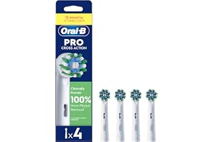 Oral-B Pro Cross Action Original Electric Toothbrush Heads, 4 Count - X-Shape & Angled Bristles, Deep Plaque Removal, Replace