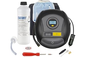 ‎ELASTOFIT ELASTOFIT Reifen Pannenset mit Kompressor Reifendichtmittel 10 Jahre haltbar (XT400)