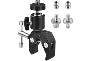 DesertBoy Stativ Klemme, Kamera Klemme, Super Clamp, Magic Arm Clamp mit 1/4 und 3/8 Gewindeclips, Mini Stativkopf Kugelkopf, für Kameras, Flash Light, Stativ