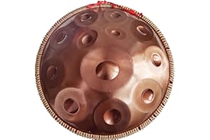 DOZPAL Handpan Drum Gold Steel Tongue Drum con protección de borde de ratán para familiares y amigos, 22 pulgadas Handpan Instrument Hand Drum,12notes