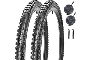 SIMEIQI 2 Pack 26 X 1.95 Mountain Bike Tyres Replacement Foldable Off-Road Bicycle Tyres with Inner Tubes AV 32mm Schrader Valve Suitable for MTB Mountain Beach Cruiser Bicycle