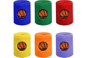 ORENGE 6 Pièces Absorbants Bracelets de Sport pour Enfants - Bandeaux de Poignet Élastiques en Éponge Coloré pour Sport, Course à Pied, Exercice, Football, Basket-Ball