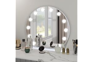 YU YUSING Hollywood Espejo Maquillaje con Luz 12 LED, 50 x 47.5 cm, 3 Modos Iluminación Regulables, Espejo Tocador, Espejos de Mesa, 10x, Vanity Mirror Tocador Dormitorio, Controles Táctiles, Blanco