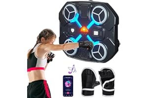Detull Music Boxing Machine with Boxing Gloves, Wall Mounted Boxing Equipment with Bluetooth, USB Charging Boxing Trainer for Kids Adults, Boxing Training for Home (Black)