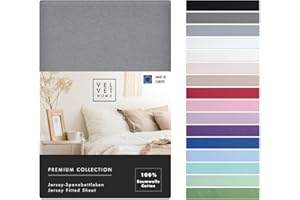 ‎VEL VET HOME VelvetHome Spannbettlaken 180x200cm 100% gekämmte Baumwolle Made in EU Jersey Bettlaken 180x200 bis 25 cm Matratzenhöhe Spannbetttuch 180x200 Premium Qualität Schönen Farben Dunkelgrau 180 x 200
