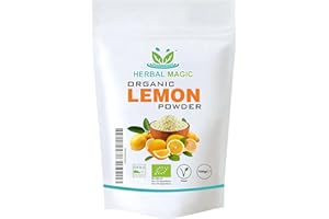 Herbal Magic's Pure & Organic Lemon juice Powder - Rich & Vibrant Smoothies, Shakes, Juices, Baking, Cuisines - irresistibly delicious - for an active lifestyle -100g