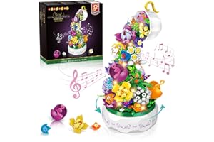 HOGOKIDS Kit Elementi Costitutivi per Carillon Fiori Con luce - Set Elementi Costitutivi per Carillon rotante 571PCS Collezione Botanica