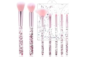 WLLHYF Fächer-Make-up-Pinsel-Set 7-teiliges Crystal Sparkles Powder Foundation-Pinsel Makelloser Puderpinsel Beauty Cosmetic Foundation Powder Lidschatten-Misch-Concealer-Highlight-Pinsel(Rosa)