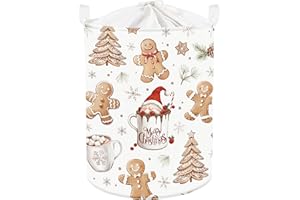 Clastyle Świąteczny piernikowy człowiek kosz na pranie dla niemowląt płatek śniegu ubrania dla dzieci kosz do przechowywania składany chłopcy dziewczęta pudełko na zabawki do pokoju dziecięcego, biały