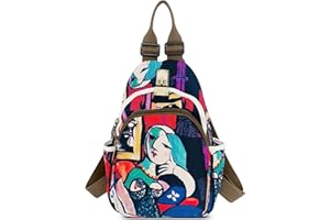 DEEVORCA Moda Zaino Da Donna Vintage Borse A Tracolla Quotidiano Casuale Antifurto Zainetto Shopping Viaggi Lavoro Scuola Borsa A Spalla Nylon Medio Multitasche Stampato Zaini Blu B