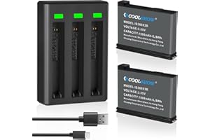 CS COOLSHOW COOLSHOW Action Camera X3 Batteria 1800mAh 2 pezzi e X3 Caricabatterie Triplo con Type-C e Micro USB di ricarica Compatibile con Insta360 X3 fotocamera (Sostituzione della Insta360 X3 Batteria)