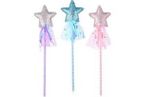 Cobee 3 Styck Stjärn Trollstav, Prinsessa Trollstav Glitter | Prinsessa trollstavar fe Magic vägg för födelsedag party festiv