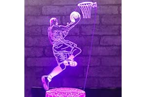 JINSON WELL Lampada da basket 3D a LED, illusione notturna, 7 colori cangianti, interruttore touch, lampada da tavolo, decorazione da scrivania, regalo di Natale, con base in acrilico ABS