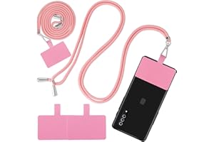 cobee Smycz do telefonu, regulowana smycz do telefonu komórkowego, uniwersalna nylonowa smycz na szyję, odpinana, smycz do telefonu, z 2 łatkami na telefon, kompatybilna z większością smartfonów (różowa)