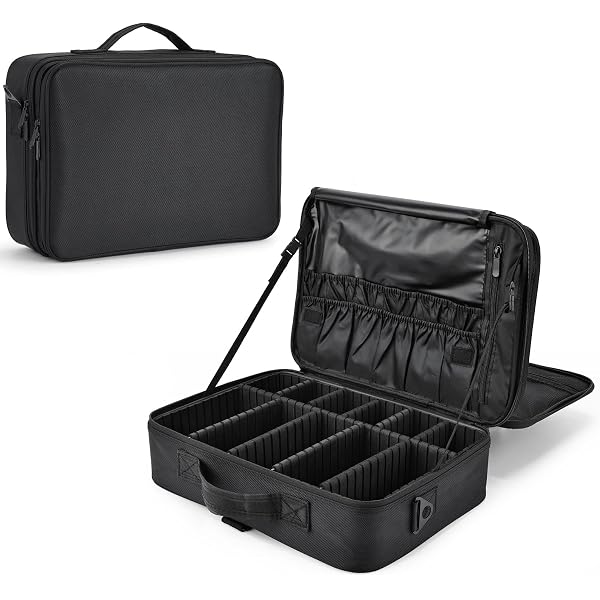 ASelected Große Make-up-Tasche Mit Fächern – Schwarzer Kosmetikkoffer Für Reise, 45x29x9 Cm, Professionell