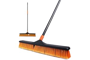 ‎CLEANHOME CLEANHOME Gartenbesen, Gartenbesen, strapazierfähig, für den Außenbereich, 2–1, geeignet für Schulen, Fabriken, Gärten, Besen im Freien, Kehrbürste (Orange / Schwarz)