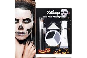 Katiluxiya Grey Black White Face Body Paint Set，Cream Washable Formula Face Painting Face Painting Kit for Halloween Cosplay, Skeleton Skull, SFX Special. (01)