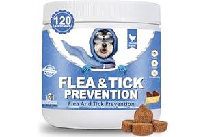 BAILEY & BUDDIES Flea and Tick Chewables for Dogs |Anti Puces & Tiques | Compléments Alimentaires Premium pour Chiens | Omega 3, Probiotiques Marque Britannique – Formule Vétérinaire| Poulet | 300g