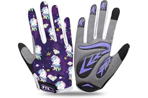 FINGER TEN Fahrradhandschuhe Kinder MTB Fahrrad Handschuhe Freizeit Vollfigner Sport Radhandschuhe mit Gel rutschfest Wert 1 Paar, Radsport Skatehandschuhe für Sommer Jungen Mädchen 2-11 Jahre