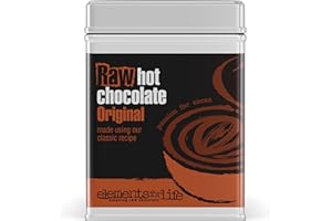 ELEMENTS FOR LIFE AMAZING RAW CHOCOLATE Premium Vegan Raw Hot Chocolate Cocoa Powder | Original Chocolate flavour | Criollo, Raw Cacao & Coconut Blossom Sugar | Dairy Free, Soya free and Gluten Free | 1 x 175g Tin Can
