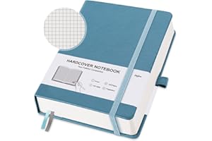 GOSIRM Notizbücher A5 Kariert, Hardcover Journal Notebook Notizbuch mit 320 Nummerierte Seiten, 100 g/m² Tintenfestes Dickes Papier, Kostenlose Mehrfarbige Registerkarten, Innentaschen, 160 Blatt, Blau