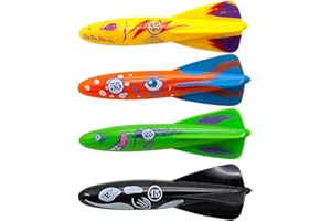 COSORO 4 piezas Juegos Piscina Juguetes de Buceo,Juegos de Agua para Niños Cohete Sumergible Juguete,Juguetes Piscinas Playa Exterior Verano para Natación Entrenamiento Subacuático Niños y Niñas 7-12 Años