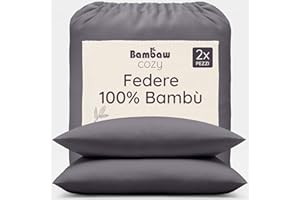 Bambaw Federe cuscino 65x65 bambù, Confezione da 2, Federe antiacaro e anallergiche, Biancheria da letto morbida ed elegante, Federa traspirante per l’estate, Federa di cuscino in bambù (Antracite)