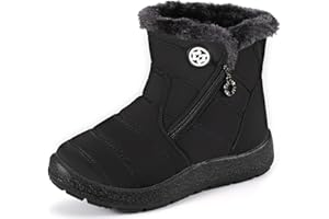 GAATPOT Enfant Bottes D'Hiver Fille Garçon Bottes de Neige Doublure Chaud Fourrure Bottes et bottines Souples Antidérapant