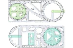 Geometry Ruler - Clear ABS Measuring Tool | Multifunctional Math Template | Clear environmentally friendly abs math ruler with geometric templates perfect for student drafting engineering and drawing