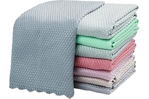EXGOX Cleaning Cloth,10 Pack Lint Free Cleaning Nanoscale Cloth Fish Scale Cleaning Cloths Reusable Absorbent Polishing Microfiber Dish Cleaning Cloth for Home,Kitchen-(30 x 40cm,Random Color)