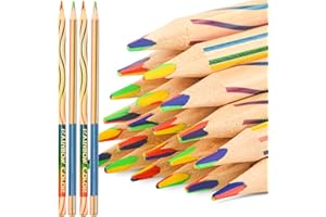 nsxsu Rainbow Coloured Pencils for Kids, 4 in 1 Colour Pencils, Rainbow Pencil for Kids, Multi Coloured Pencil, Fun Pencils