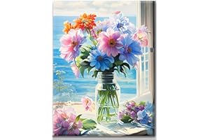 Yiminu.DS Diamond Painting Kit Completo 1 Pezzi, Diamanti Painting Kit 5D Adulti, Pittura Diamante Quadri Con Perline, 30CM X 40CM, fiori fiori colorati di mare