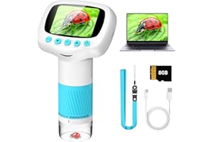 Leipan Handheld Microscope for kids, 1000X Magnification 1080P Portable Pocket Kids Microscope with 2.0" IPS Screen for Photo/Vedio, STEM Toys with 8GB TF Card for Children (Blue)