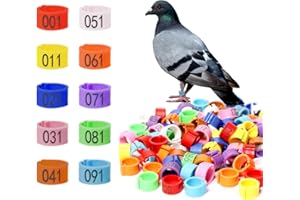 LUKEERIT Pigeon Foot Rings，Colorful Readable Numbered Bird Identification Leg Bands 100 pcs