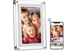 UK TECHNOLOGY LTD UK Technology Wi-Fi Digital Photo Frame, 10.1 Inch Digital Picture Frame, 32GB Storage, 1280x800 LCD Touch Screen, Auto-Rotate, Share Photos & Videos Instantly via Frameo App (Premium Acrylic)