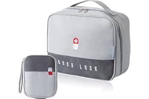 Gloryit Trousse de Médecine Sac d'Urgence, 2 Pièces Médical Étanche de Grande Capacité, Sacs à médicaments, Portable Vider Poches Trousse Pharmacie Sac de Médecine Portable pour Bureau, Maison, Voyage