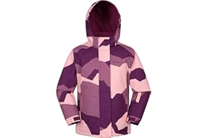 Mountain Warehouse Veste de Ski Snowdrop imprimée pour Enfant - Imperméable, Jupe Pare-Neige intégrée, Poches zippées, Capuche détachable, Poignets Ajustables, Hiver