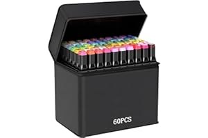 Bafumiu Zestaw 60 flamastrów dla dzieci, markery, odpowiednie dla dzieci i dorosłych, w zestawie czarna torba – do projektowania, komiksów, renderingu, projektów "zrób to sam"